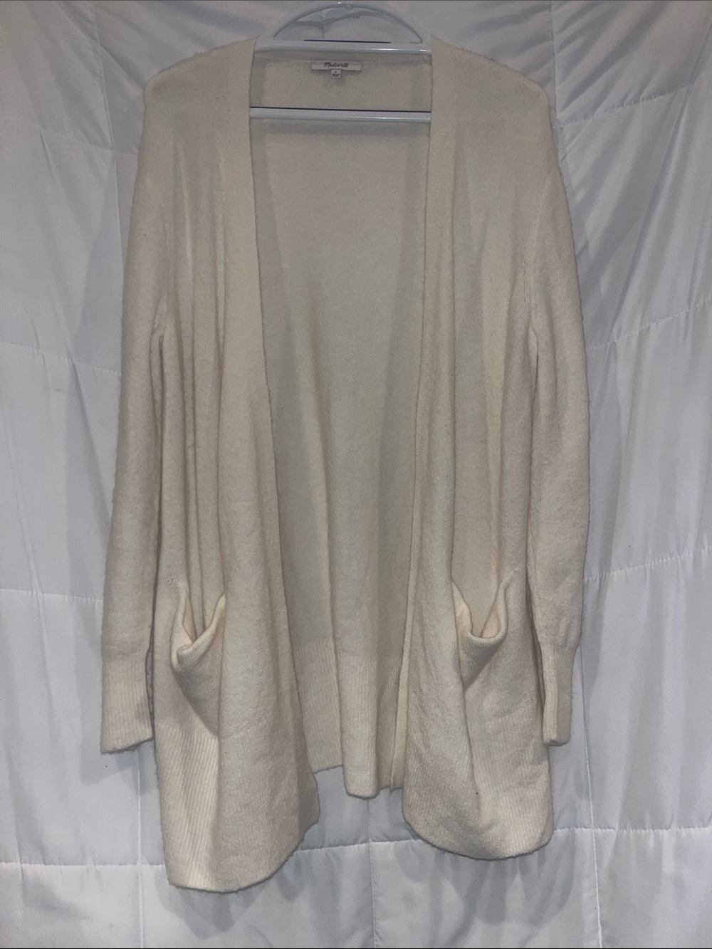Madewell Fuzzy Cozy Open Front Wool Blend Cardigan Cream Size small